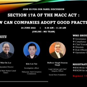 SECTION 17A OF THE MACC ACT :   How Can Companies Adopt Good Practices
